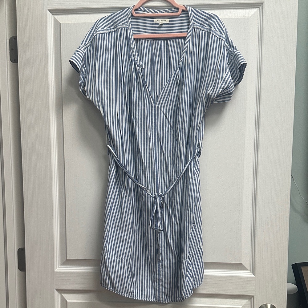 Max Studio Blue and White Striped Dress